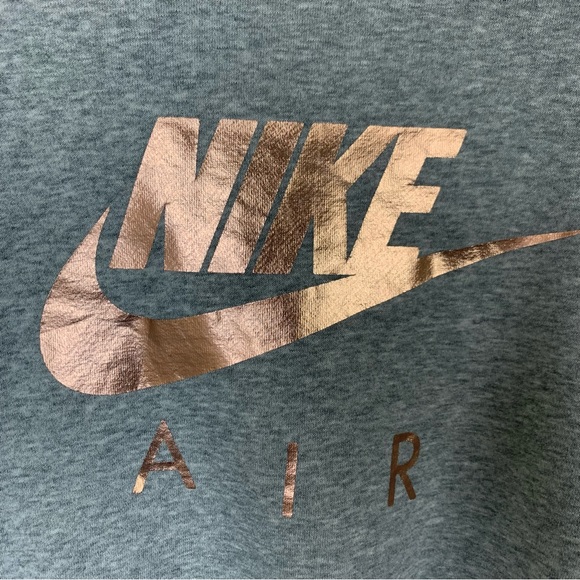 Nike Air Rally Crew Cropped Sweatshirt Back Zip Gray Metallic Rose Gold X-Small - Picture 4 of 16